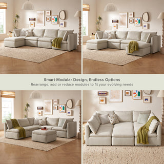 Macy 5 Seats Modular Sectional Sofa with Fully Removable Covers, Large Storage (Oat) [2nd gen]