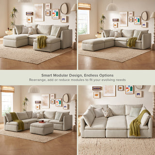 Macy 5 Seats Modular Sectional Sofa with Fully Removable Covers, Large Storage (Oat) [2nd gen]