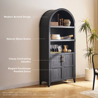 Lauren Arched 77.4" Tall Cabinet, Black Oak