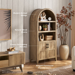 Lauren Arched 65.4" Short Cabinet, Light Oak