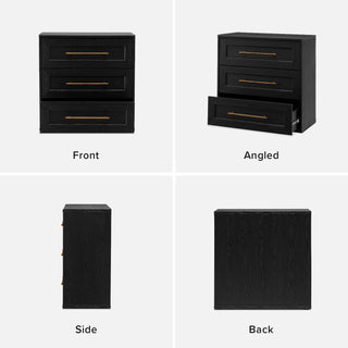 Blake 3 Drawer Dresser, Black Oak Single Blake 3 Drawer Dresser, Black Oak Single