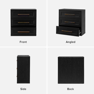 Blake 3 Drawer Dresser, Black Oak