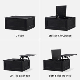 Blake Lift Top Coffee Table with Storage, Black Oak