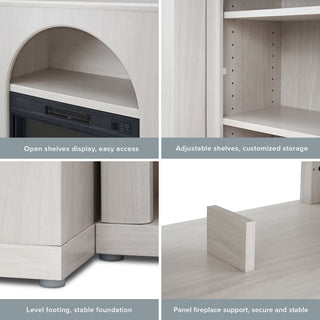 Blake 59" Electric Fireplace Mantel TV Stand + Coffee Table, White Oak
