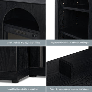 Blake 59" Electric Fireplace Mantel TV Stand + Coffee Table, Black Oak