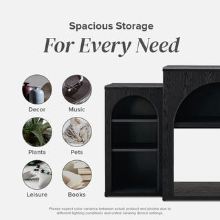 Blake 59" Electric Fireplace Mantel TV Stand + Coffee Table, Black Oak