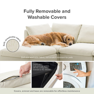 Macy 6 Seats Modular Sectional Sofa with Fully Removable Covers, Large Storage (Oat) [2nd Gen]