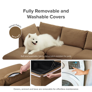 Macy Washable Slipcover Only (3 Seater), Hazelnut Brown Velvet