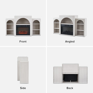 Blake 59" Electric Fireplace Mantel TV Stand + Coffee Table, White Oak