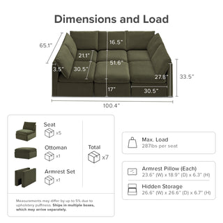 Macy Pit-sectional Sofa, Olive Green Velvet [2nd gen]
