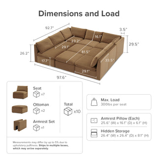 Macy Pit-Sectional Sofa with Storage, Hazelnut Brown Velvet