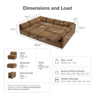 Macy Pit-Sectional Sofa with Storage, Hazelnut Brown Velvet