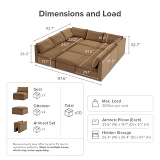 Macy Pit-Sectional Sofa with Storage, Hazelnut Brown Velvet