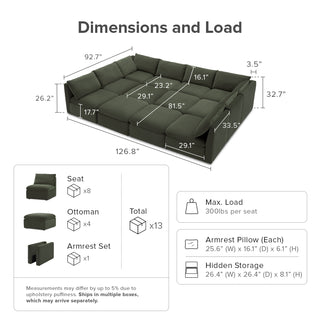 Macy Pit-Sectional Sofa with Storage, Olive Green Velvet