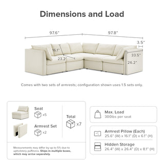 Macy 5 Seats Modular Sectional Sofa with Fully Removable Covers, Large Storage Oversized Modern Cloud Couch (Oat)