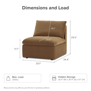 Macy Armchair with Storage, Hazelnut Brown