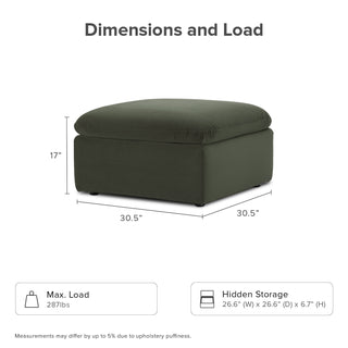 Macy Ottoman with Storage, Olive Green Velvet [2nd Gen]