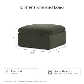 Macy Ottoman with Storage, Olive Green Velvet