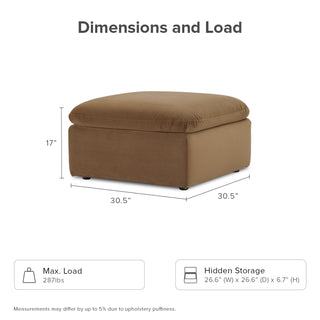 Macy Ottoman with Storage, Hazelnut Brown Velvet [2nd Gen]