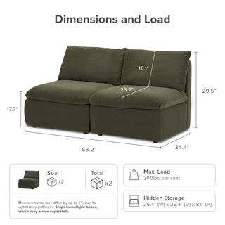 Macy Loveseat with Storage, Olive Green Velvet