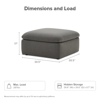 Macy Ottoman with Storage, Stone Gray [2nd Gen]