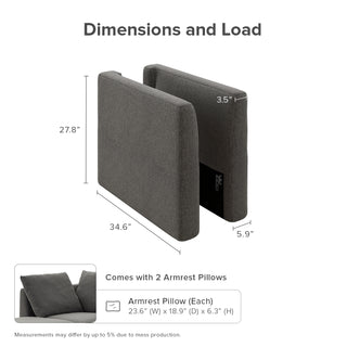 Macy Armrest Set with Fully Removable Covers (Stone Gray) [2nd Gen]