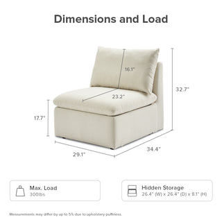 Macy Armless Storage Seat, Oat [2nd Gen]