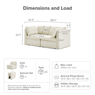 Macy Loveseat with Storage, Oat