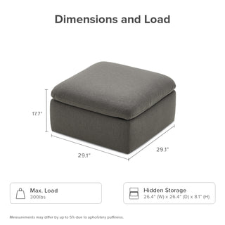 Macy Ottoman with Storage, Stone Gray