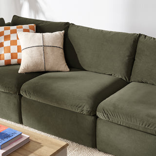 Macy Washable Slipcover for 4 Seats Modular Sectional Sofa with Storage, Olive Green Velvet