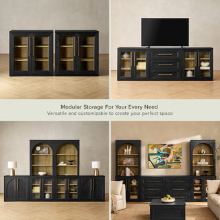 Blake Modular Storage Cabinet Acrylic, Black Oak