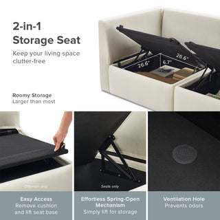 Macy 4 Seats Modular Sectional Sofa with Fully Removable Covers, Large Storage (Oat) [2nd gen]