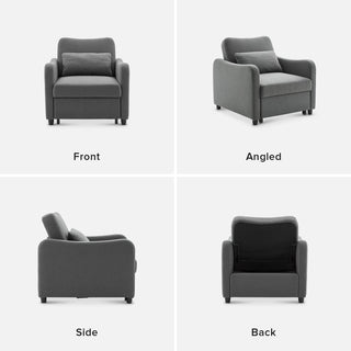 Sophie chair angle view, Dark Gray Fabric