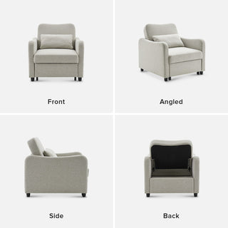 Sophie chair angle view, Light Gray Fabric
