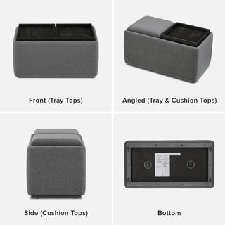 Levi Storage Tray Bench, Dark Gray