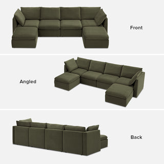 Macy Washable Slipcover for 6 Seats Modular Sectional Sofa with Storage, Olive Green Velvet