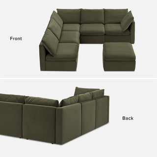 Macy Washable Slipcover for 6 Seats Modular Sectional Sofa with Storage, Olive Green Velvet