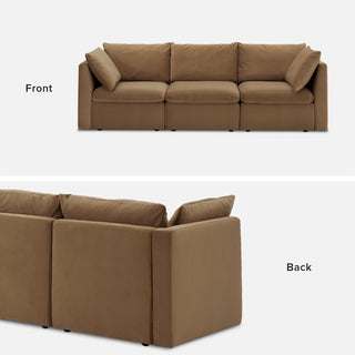 Macy Washable Slipcover for 3 Seater Modular Sectional Sofa with Storage, Hazelnut Brown Velvet