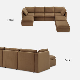 Macy Washable Slipcover for 7 Seats Modular Sectional Sofa with Storage, Hazelnut Brown Velvet