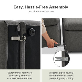 Macy Armrest Set with Fully Removable Covers (Stone Gray) [2nd Gen]