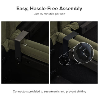 Macy Armless Sectional Sofa with Fully Removable Covers, Large Storage (Olive Green Velvet) [1st Gen]