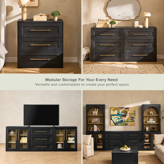 Blake 3 Drawer Dresser, Black Oak