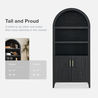 Lauren Arched Tall Cabinet, Black Oak