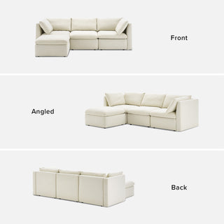 Macy 4 Seats Modular Sectional Sofa with Fully Removable Covers, Large Storage(Oat)