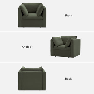 Macy Armchair with Storage, Olive Green Velvet