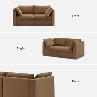 Macy Loveseat with Storage, Hazelnut Brown Velvet