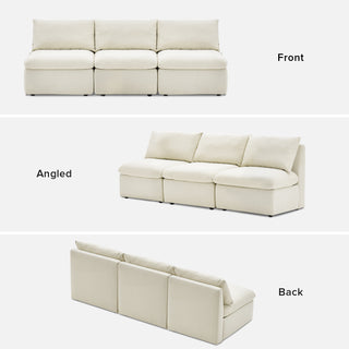 Macy Armless Sectional Sofa with Fully Removable Covers, Large Storage (Oat) [1st Gen]
