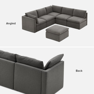 Macy 6 Seats Modular Sectional Sofa with Fully Removable Covers, Large Storage (Stone Gray) [2nd Gen]