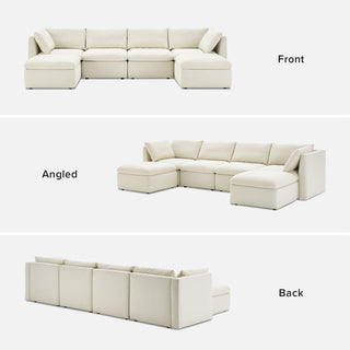 Macy 6 Seats Modular Sectional Sofa with Fully Removable Covers, Large Storage (Oat)