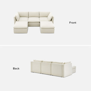 Macy 5 Seats Modular Sectional Sofa with Fully Removable Covers, Large Storage(Oat)